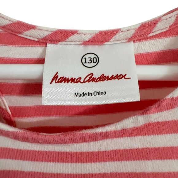 HANNA ANDERSSON Twirl Power Tank Dress Size 130 US 8 White Pink Stripes Cotton - Picture 3 of 5